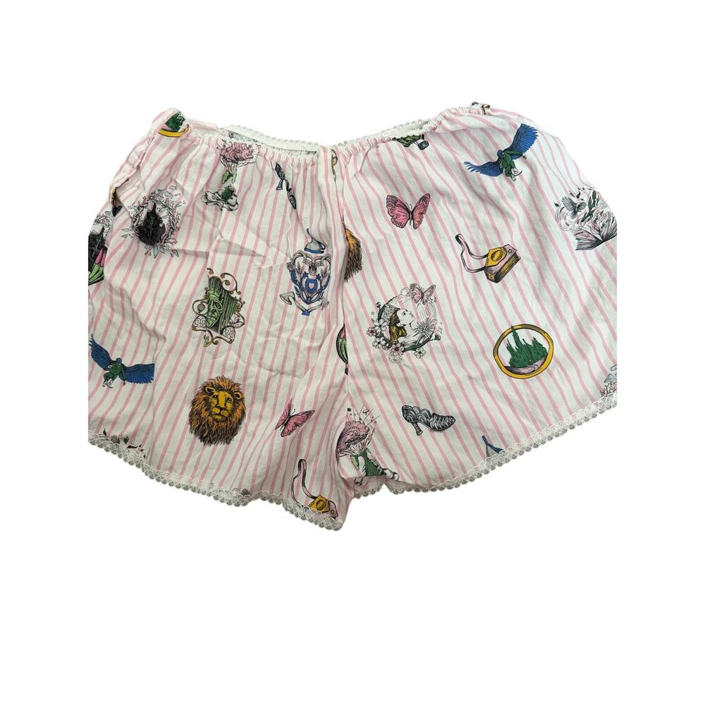 Wicked x Katie Kime Women's Pajama Boxer Shorts Pink Toile Oz Pinstripe Size L - Picture 4 of 5